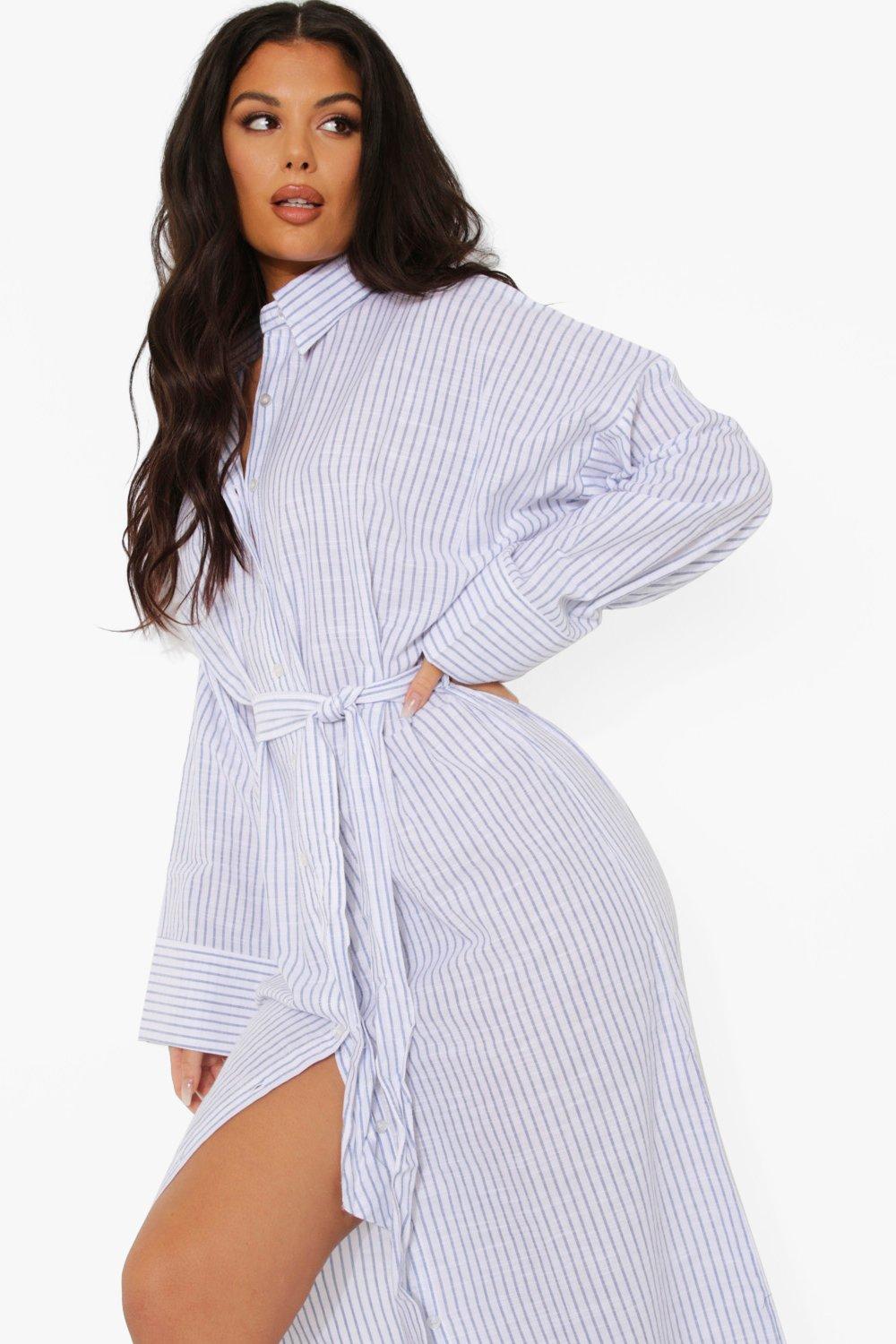 Maxi striped shirt dress sale